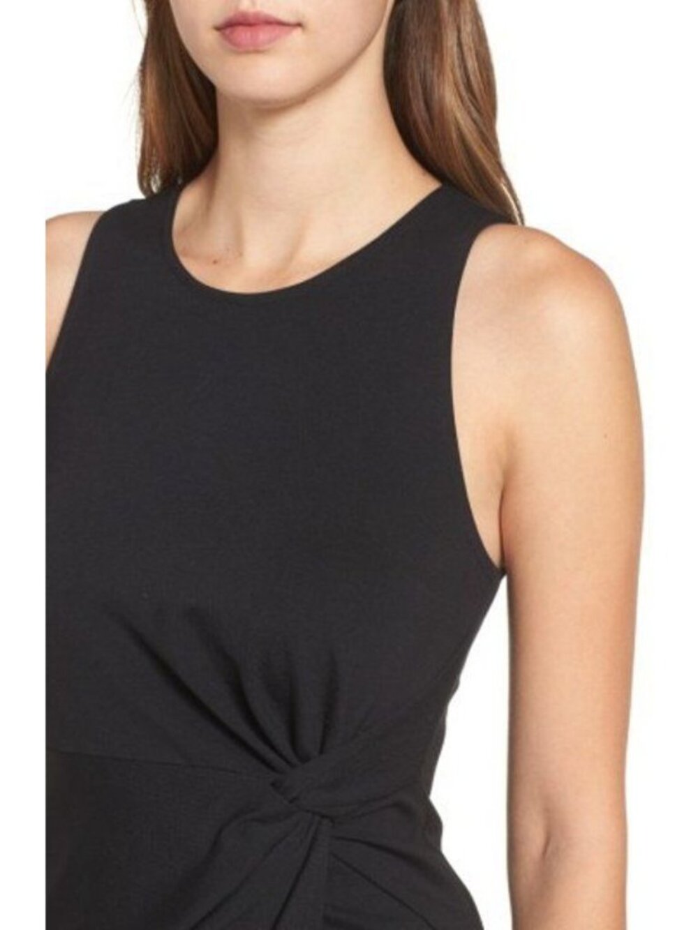 🆕LEITH Knot Front Cutaway Sheath Dress Black Small (4-6) - Picture 2 of 6